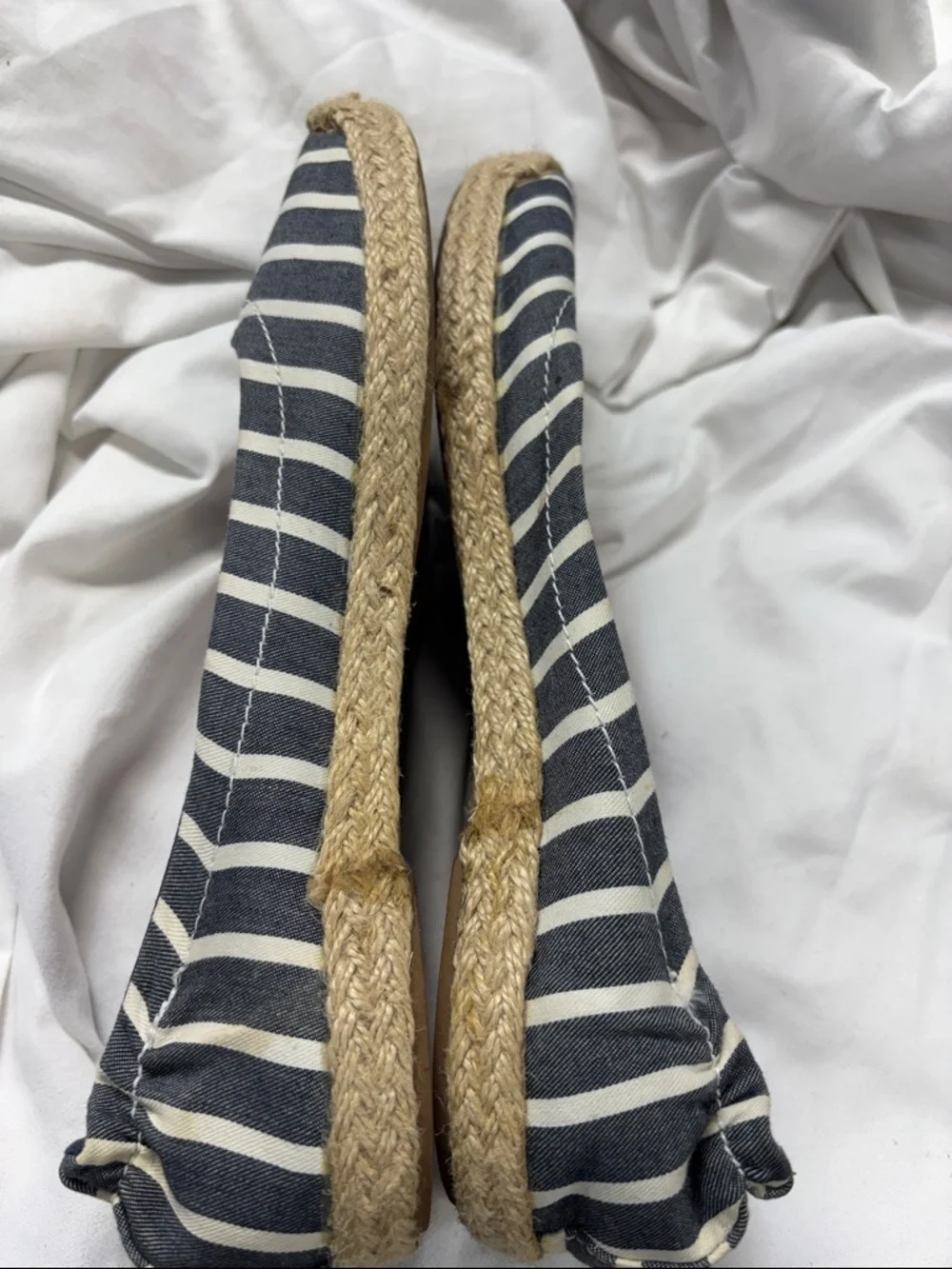 Sperry Navy & White Striped Espadrille Flats with Red Insole size 8